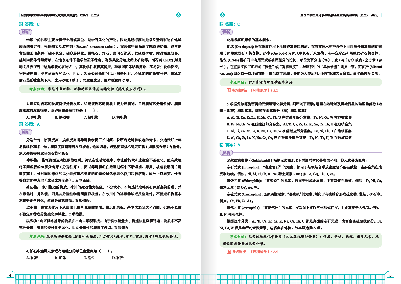 全国中学生地球科学奥林匹克竞赛真题解析 内页示例